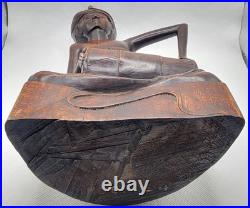 Early 20thC Bali Hand Carved Wood Drummer Figurine 10 Tall x 5.5 Wide Vintage