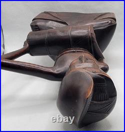 Early 20thC Bali Hand Carved Wood Drummer Figurine 10 Tall x 5.5 Wide Vintage