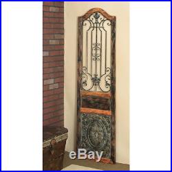 Elegant Sophisticated Vintage Scroll Wood Metal Garden Gate Door Wall Panel Art