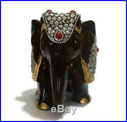 Elephant Figurine Vintage Hand Statue wood Carved Animal Sculpture Figure