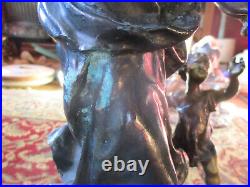 Exquisite Vintage Patinated Wood Woman/child Bronze After H. Moreau Marble 20t
