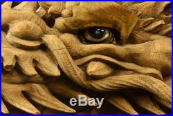 Extra Large Japanese Vintage Wood Carving Dragon Ranma Sculpture 6ft. 6in
