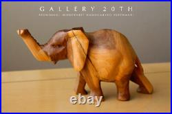 Fab! MID Century Wood Handcarved Elephant Sculpture! Danish Modern Vtg Art 60's