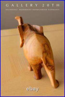 Fab! MID Century Wood Handcarved Elephant Sculpture! Danish Modern Vtg Art 60's