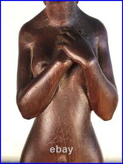 Fantastic Deco Antique Arts & Crafts Vintage Wood Woman Nude Sculpture Folk Art