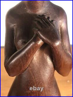 Fantastic Deco Antique Arts & Crafts Vintage Wood Woman Nude Sculpture Folk Art