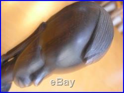 Fine Vintage Tribal African Ebony Wood Hand Carved Sculpture Carving Female Head