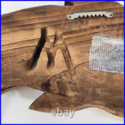 Fish Chinook Salmon Wood Carving 24 Vtg Canada Driftwood Art
