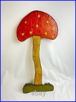 Flavia Weedn Original Mushroom Cutout Wall Decor Hand Painted 60s Vintage Wood