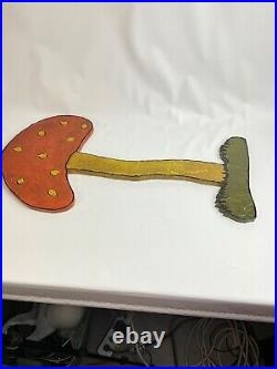 Flavia Weedn Original Mushroom Cutout Wall Decor Hand Painted 60s Vintage Wood