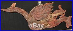 Flying Bird Wall Sculpture Old Vintage wood mythic HAMSA SWAN Thailand