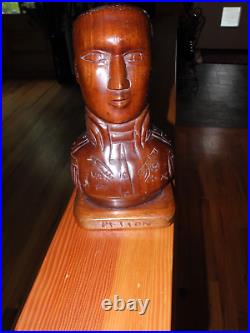 Folk Art Haitian Carved Wood Sculpture Bust Of Alexander Petion Vintage