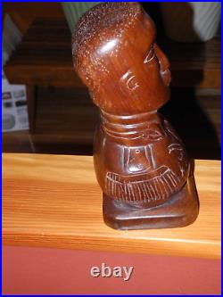 Folk Art Haitian Carved Wood Sculpture Bust Of Alexander Petion Vintage