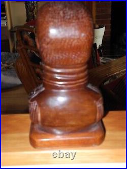 Folk Art Haitian Carved Wood Sculpture Bust Of Alexander Petion Vintage