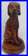 Folk Art Wooden Dog Sculpture Hand Carved Vintage 18.5 in tall on Round Pedestal