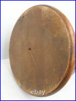 Folk Art Wooden Dog Sculpture Hand Carved Vintage 18.5 in tall on Round Pedestal