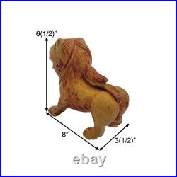 Foo Fu Dog Statue Guardian Lion Carved Wood Sculpture Vintage Oriental Decor