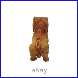 Foo Fu Dog Statue Guardian Lion Carved Wood Sculpture Vintage Oriental Decor
