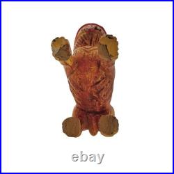 Foo Fu Dog Statue Guardian Lion Carved Wood Sculpture Vintage Oriental Decor