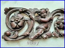 French Shabby Chic Cherub Angel Gilt wood Carving Louis Style Chateau