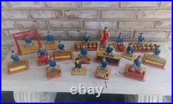 Full Set Of 17 Wooden Hand Carved Musicians Mid-century Rare Vintage Folk Art