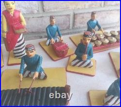 Full Set Of 17 Wooden Hand Carved Musicians Mid-century Rare Vintage Folk Art