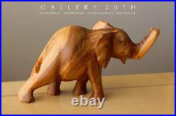 GORGEOUS WOOD HANDCARVED ELEPHANT SCULPTURE! DANISH MODERN VTG ART 1960s DECOR