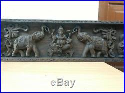 Ganesh Wooden Vintage Wall Panel Lekshmi Saraswati Elephant Sculpture Statue Old