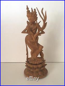 Genuine Balinese Vintage Wood Carving Dancing Girl Real Sandalwood