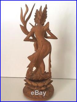 Genuine Balinese Vintage Wood Carving Dancing Girl Real Sandalwood