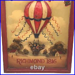 Geo Blunts Balloon Flight Richmond 1816 Wood Craft Wall Plaque Art 24X16 Vintage