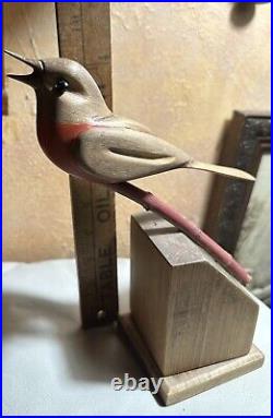 George Updegraff Carved Bird on Stand ART Sculpture California Rare Vintage