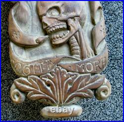 Georgian Antique Hand Wood Carving Memento Mori Skull Signed dated 1827 year
