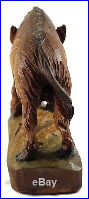 German Vintage Black Forest Large Wild Boar Wood Carving very detailed