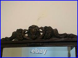 Giltwood frame French Art Deco Mantel Beveled Mirror Sculptured with flowers