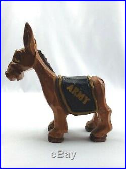 Great Vintage Carter Hoffman Original Wood Carving ARMY Donkey