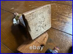 Group 1930s Antique Folk Art Hand Carved Wood Figurines Sculptures Men Painted
