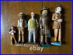 Group 1930s Antique Folk Art Hand Carved Wood Figurines Sculptures Men Painted