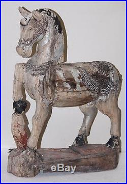 HORSE VINTAGE folk art equestrian sculpture shabby chippy paint chic antique