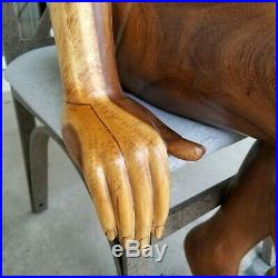 HUGE Hand Carved Wood Sculpture Statue Woman Figure Mid-Century Modern Vintage