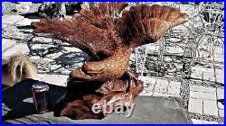 HUGE VINTAGE SOLID WOOD CARVED American Eagle SCULPTURE 24.5 Wingspan BEAUTIFUL