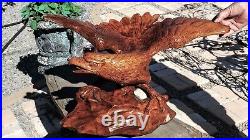 HUGE VINTAGE SOLID WOOD CARVED American Eagle SCULPTURE 24.5 Wingspan BEAUTIFUL