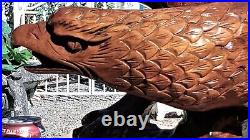 HUGE VINTAGE SOLID WOOD CARVED American Eagle SCULPTURE 24.5 Wingspan BEAUTIFUL