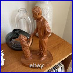 Hand Carved Father Stanley Rother Folk Art Shepherd Wood Sculpture Vintage