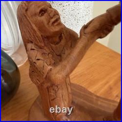 Hand Carved Father Stanley Rother Folk Art Shepherd Wood Sculpture Vintage