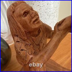 Hand Carved Father Stanley Rother Folk Art Shepherd Wood Sculpture Vintage