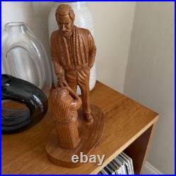 Hand Carved Father Stanley Rother Folk Art Shepherd Wood Sculpture Vintage