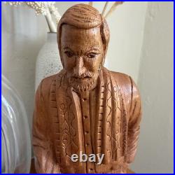 Hand Carved Father Stanley Rother Folk Art Shepherd Wood Sculpture Vintage