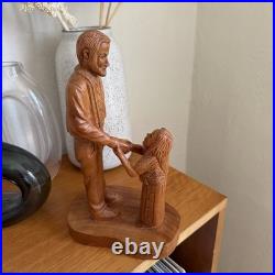 Hand Carved Father Stanley Rother Folk Art Shepherd Wood Sculpture Vintage