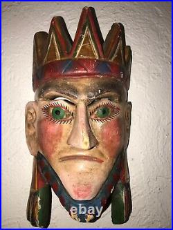 Hand Carved King Wood Mask Carnival Deco
